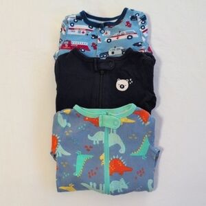 joe fresh 3-pack snug fit cotton sleeper pajamas bundle 0-3 months baby boy